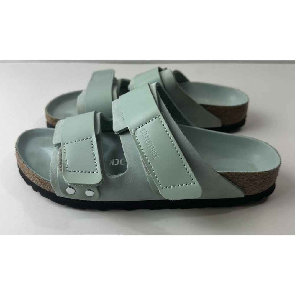 Birkenstock Uji Nubuck Leather Strap Slide Sandals Green Hook Loop Ladies Size 5 - Picture 10 of 16